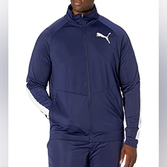 PUMA Contrast Tricot Peacoat Big Tall Lightweight Track Jacket 2XLT Tall Blue - Picture 1 of 5